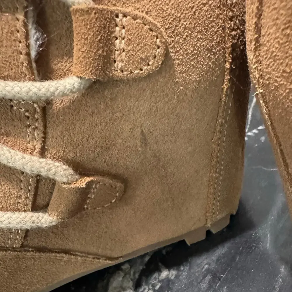 MERRILL New $170 Moab Camel Wedge Polar Laced Boots Faux Fur Lining Size 6